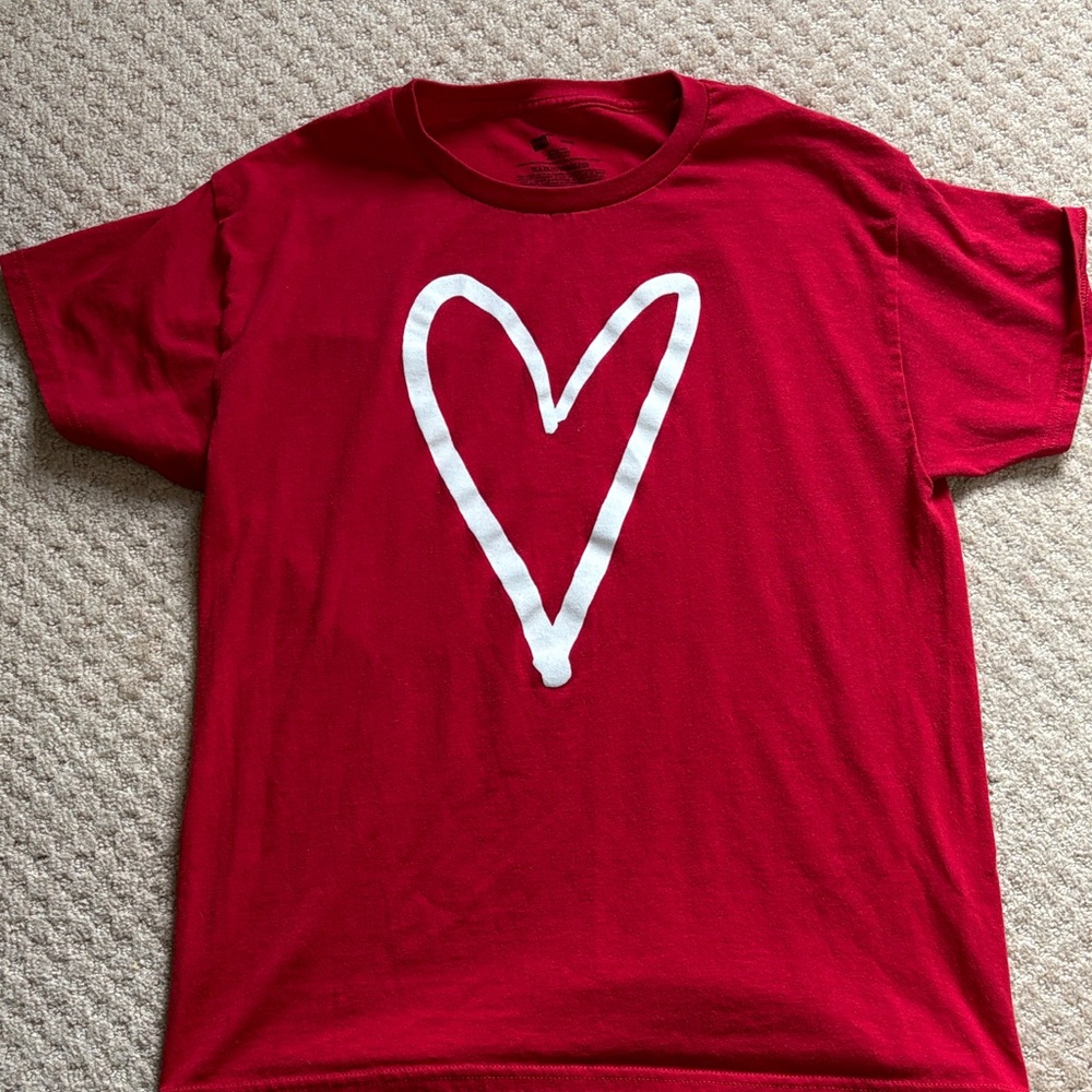 Hanes Red Tee with White Heart